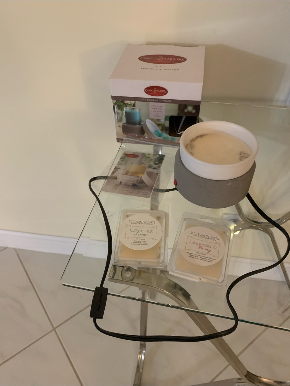 Scentsy Gray Electric Wax Warmer with Coconut Lime & Magnolia Wax Melts